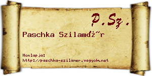 Paschka Szilamér névjegykártya